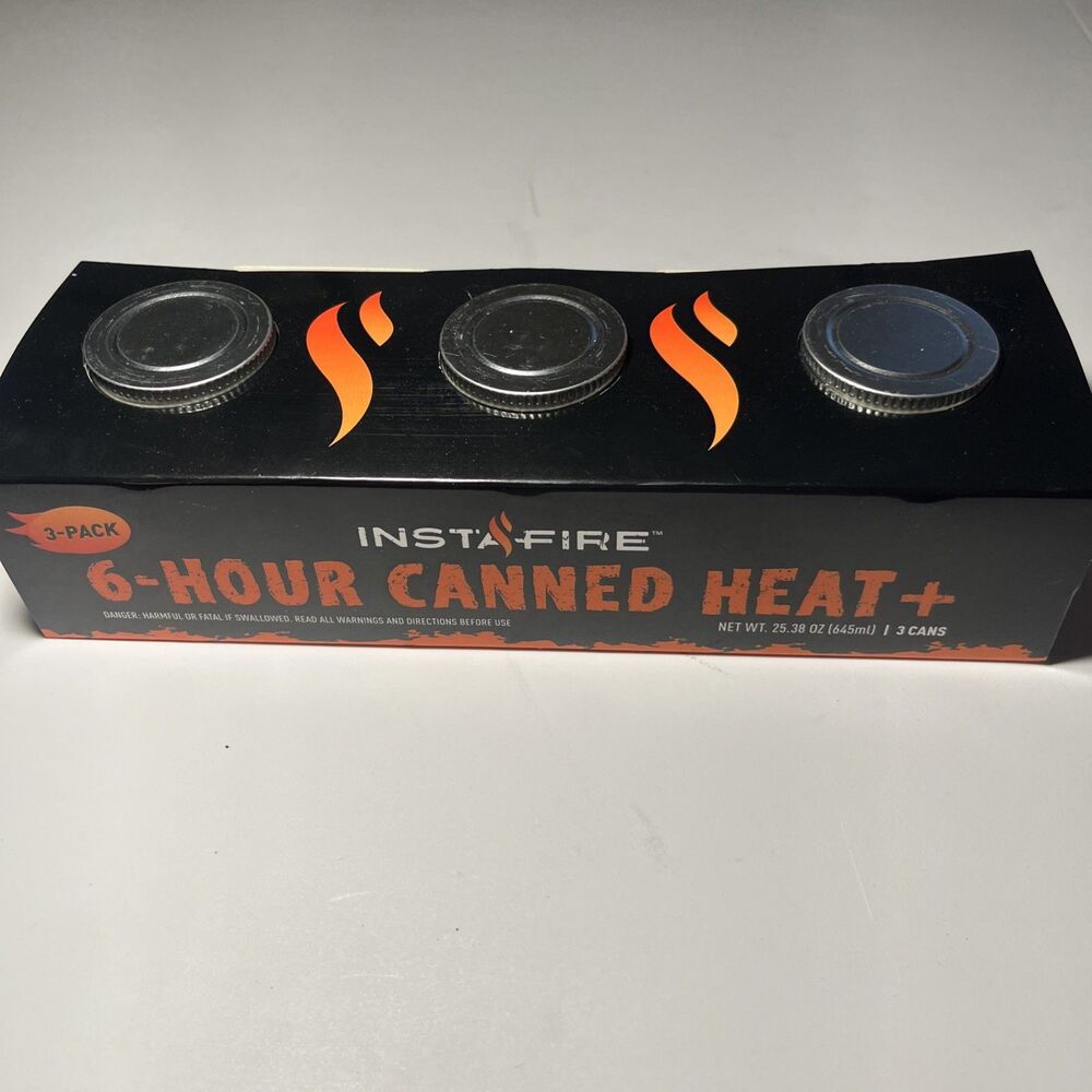 InstaFire 6-Hour Canned Heat 3 Cans for Cooking / Heat / Camping / Survival 3pk